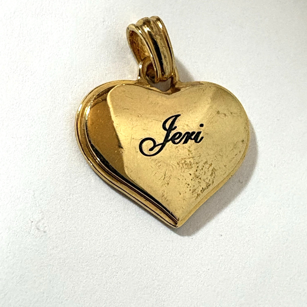 Heart Pendant Gold Plated Over Sterling Silver 1" BGE Jeri Engraved Name